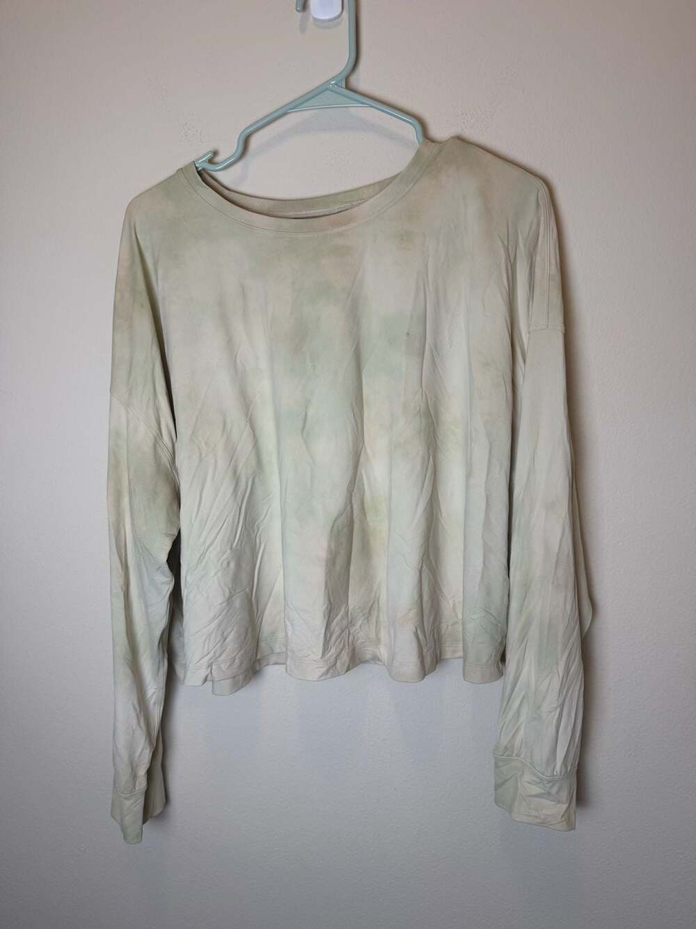 Lululemon Tie Dye Long Sleeve Crop Top Green White